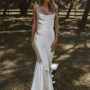 Elegant White Satin Gown